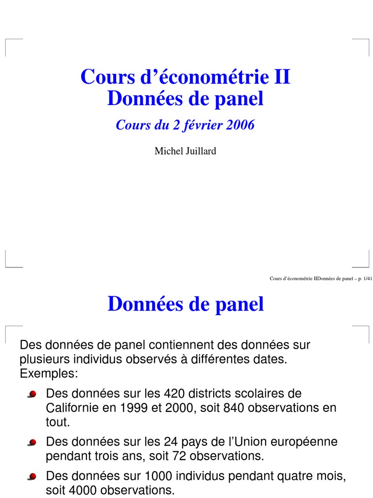 cours econometrie de panel